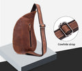 Men Vintage Leather Crossbody Bag Sling Chest Shoulder Daypack Bag Brown