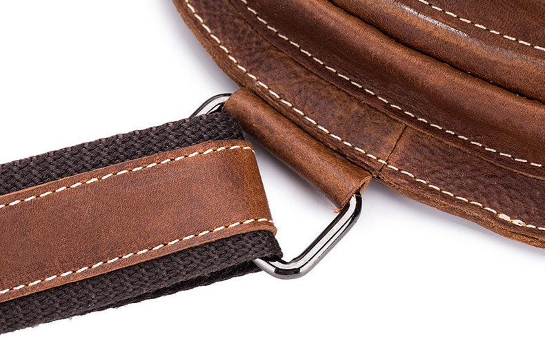 Men Vintage Leather Crossbody Bag Sling Chest Shoulder Daypack Bag Brown