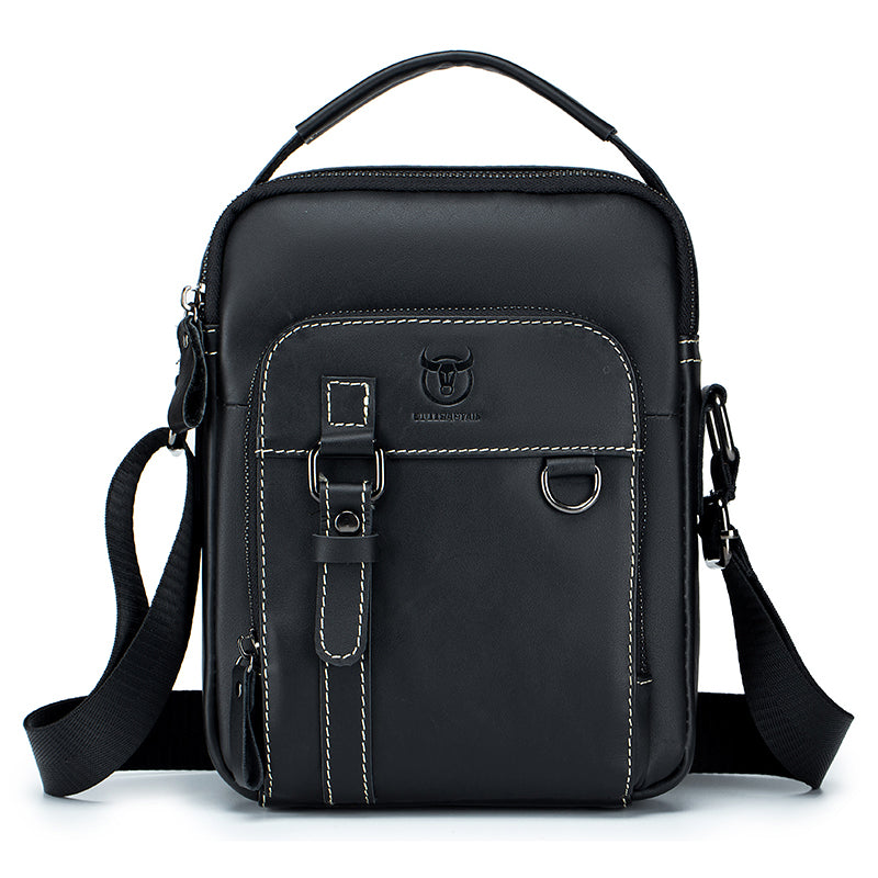 Men Vintage Leather Messenger Bags Shoulder Handbag For 7.9inch Ipad Black