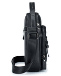Men Vintage Leather Messenger Bags Shoulder Handbag For 7.9inch Ipad Black