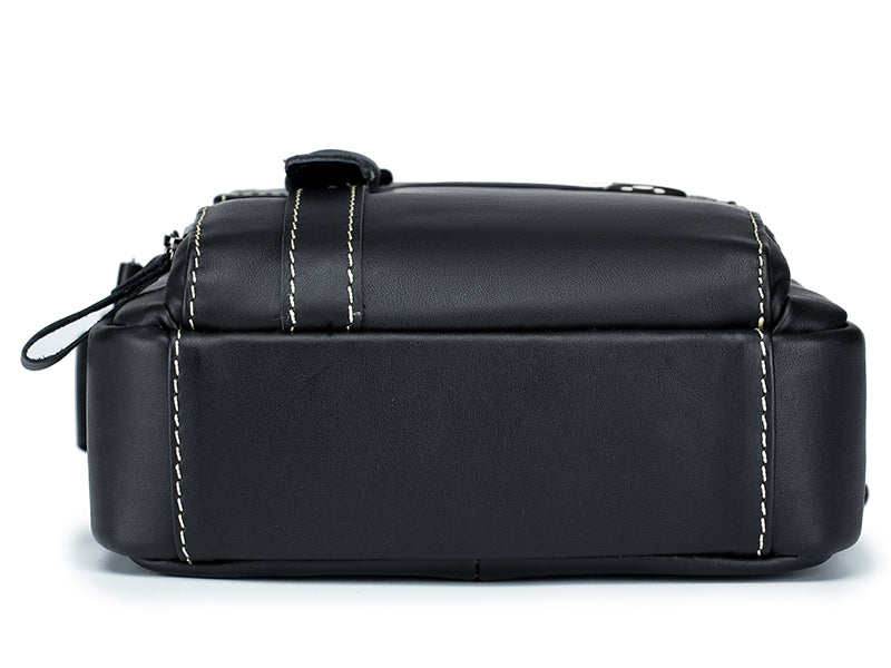 Men Vintage Leather Messenger Bags Shoulder Handbag For 7.9inch Ipad Black