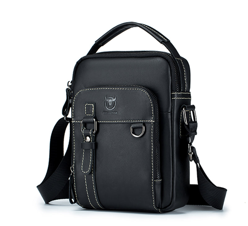 Men Vintage Leather Messenger Bags Shoulder Handbag For 7.9inch Ipad Black