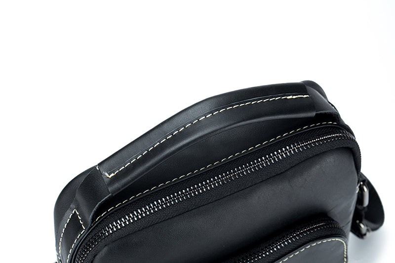 Men Vintage Leather Messenger Bags Shoulder Handbag For 7.9inch Ipad Black