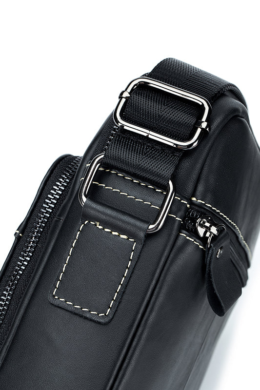 Men Vintage Leather Messenger Bags Shoulder Handbag For 7.9inch Ipad Black