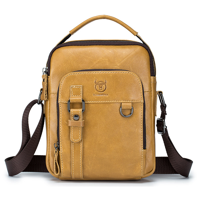 Men Vintage Leather Messenger Bags Shoulder Handbag For 7.9inch Ipad Brown