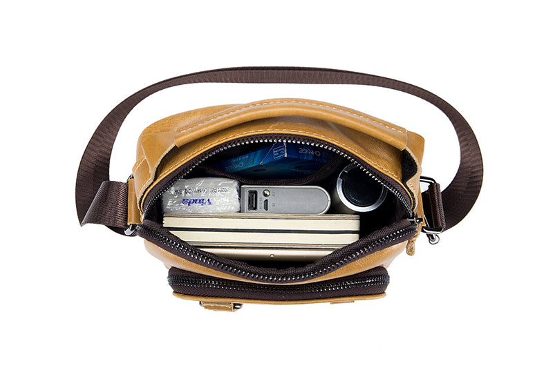 Men Vintage Leather Messenger Bags Shoulder Handbag For 7.9inch Ipad Brown