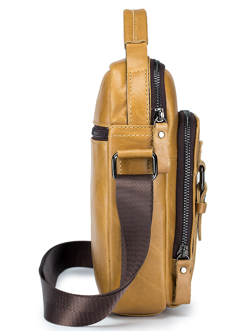 Men Vintage Leather Messenger Bags Shoulder Handbag For 7.9inch Ipad Brown