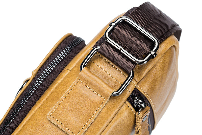Men Vintage Leather Messenger Bags Shoulder Handbag For 7.9inch Ipad Brown
