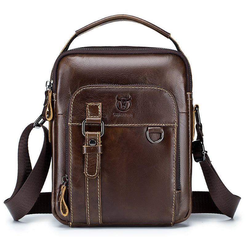 Men Vintage Leather Messenger Bags Shoulder Handbag For 7.9inch Ipad Coffee