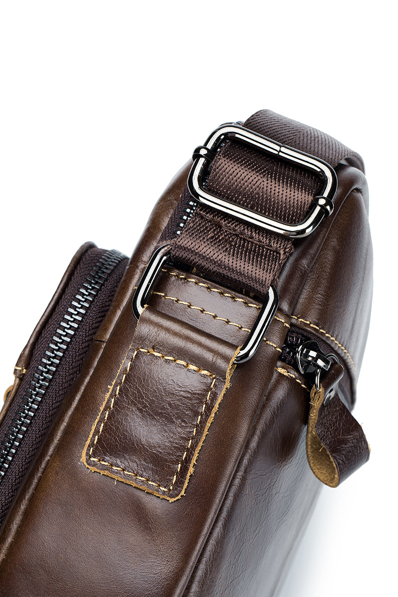 Men Vintage Leather Messenger Bags Shoulder Handbag For 7.9inch Ipad Coffee