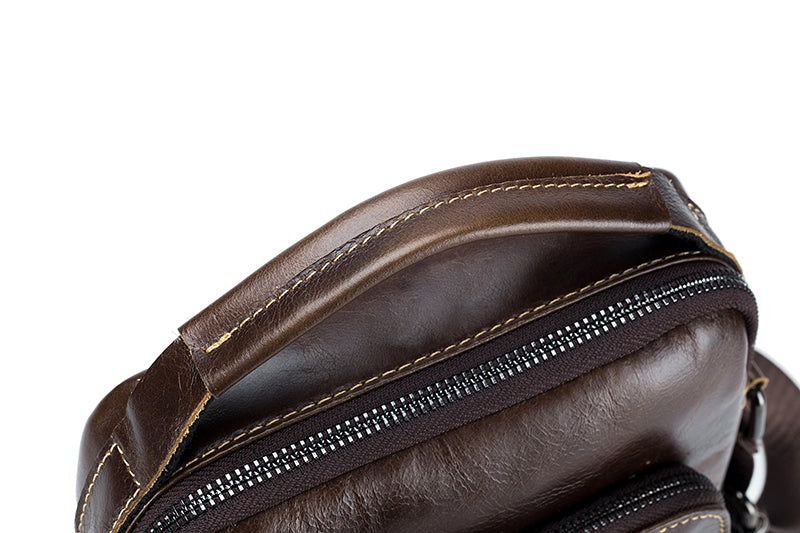 Men Vintage Leather Messenger Bags Shoulder Handbag For 7.9inch Ipad Coffee
