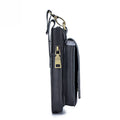 Men Vintage Leather Small Belt Bag Cell Phone Purse Waist Bag Black