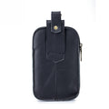 Men Vintage Leather Small Belt Bag Cell Phone Purse Waist Bag Black