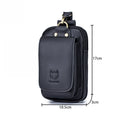 Men Vintage Leather Small Belt Bag Cell Phone Purse Waist Bag Black