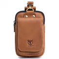 Men Vintage Leather Small Belt Bag Cell Phone Purse Waist Bag Brown
