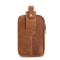 Men Vintage Leather Small Belt Bag Cell Phone Purse Waist Bag Brown