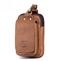 Men Vintage Leather Small Belt Bag Cell Phone Purse Waist Bag Brown