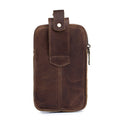 Men Vintage Leather Small Belt Bag Cell Phone Purse Waist Bag Coffee
