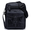 Men Vintage Leather Small Messenger Bag Business Travel Shoulder Bag Black