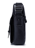 Men Vintage Leather Small Messenger Bag Business Travel Shoulder Bag Black