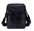 Men Vintage Leather Small Messenger Bag Business Travel Shoulder Bag Black