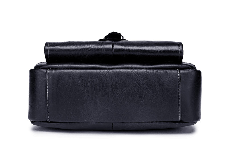Men Vintage Leather Small Messenger Bag Business Travel Shoulder Bag Black