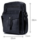 Men Vintage Leather Small Messenger Bag Business Travel Shoulder Bag Black
