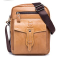 Men Vintage Leather Small Messenger Bag Business Travel Shoulder Bag Brown