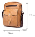 Men Vintage Leather Small Messenger Bag Business Travel Shoulder Bag Brown