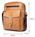 Men Vintage Leather Small Messenger Bag Business Travel Shoulder Bag Brown