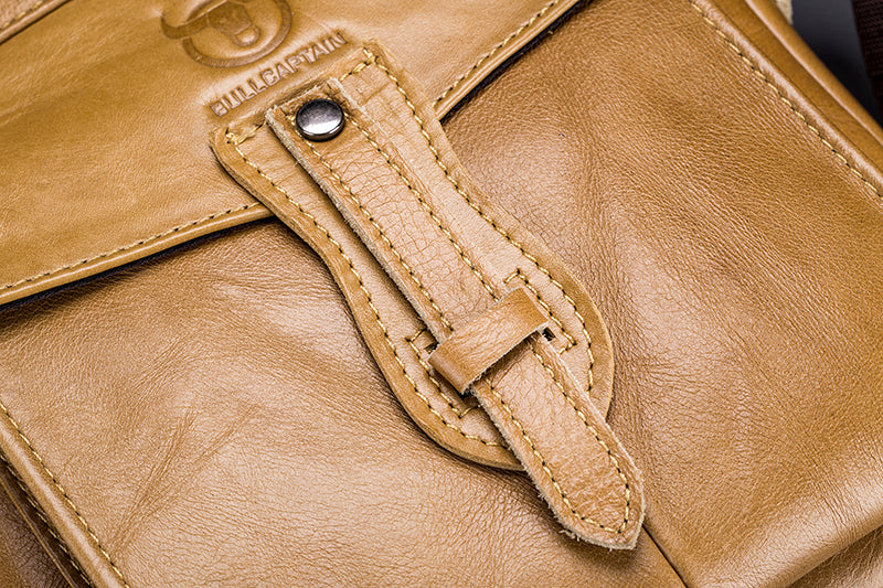 Men Vintage Leather Small Messenger Bag Business Travel Shoulder Bag Brown