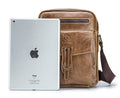 Men Vintage Leather Small Messenger Bag Business Travel Shoulder Bag Chestnut