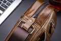 Men Vintage Leather Small Messenger Bag Business Travel Shoulder Bag Chestnut