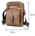 Men Vintage Leather Small Messenger Bag Business Travel Shoulder Bag Chestnut