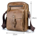 Men Vintage Leather Small Messenger Bag Business Travel Shoulder Bag Chestnut