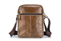 Men Vintage Leather Small Messenger Bag Business Travel Shoulder Bag Chestnut