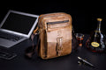 Men Vintage Leather Small Messenger Bag Business Travel Shoulder Bag Chestnut