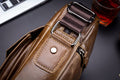 Men Vintage Leather Small Messenger Bag Business Travel Shoulder Bag Chestnut