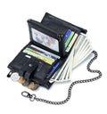 Men Wallet Genuine Leather Bifold Wallets With Anti-theft Chain Black
