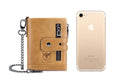 Men Wallet Genuine Leather Bifold Wallets With Anti-theft Chain Brown