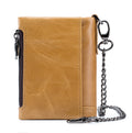 Men Wallet Genuine Leather Bifold Wallets With Anti-theft Chain Brown
