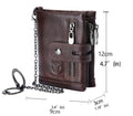 Men Wallet Genuine Leather Bifold Wallets With Anti-theft Chain Coffee