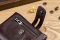 Men Wallet Genuine Leather Bifold Wallets With Anti-theft Chain Coffee