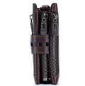 Men Wallet Genuine Leather Bifold Wallets With Anti-theft Chain Coffee