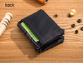 Men Wallet Genuine Leather RFID Blocking Wallets with Anti Theft Chain Black