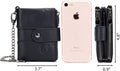 Men Wallet Genuine Leather RFID Blocking Wallets with Anti Theft Chain Black