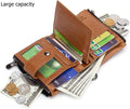 Men Wallet Genuine Leather RFID Blocking Wallets with Anti Theft Chain Brown