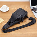 Men Women Leather Sling Bag Outdoor Sports Crossbody Backpack Black