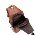 Men Women Leather Sling Bag Outdoor Sports Crossbody Backpack Brown