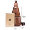 Men Women Leather Sling Bag Outdoor Sports Crossbody Backpack Brown
